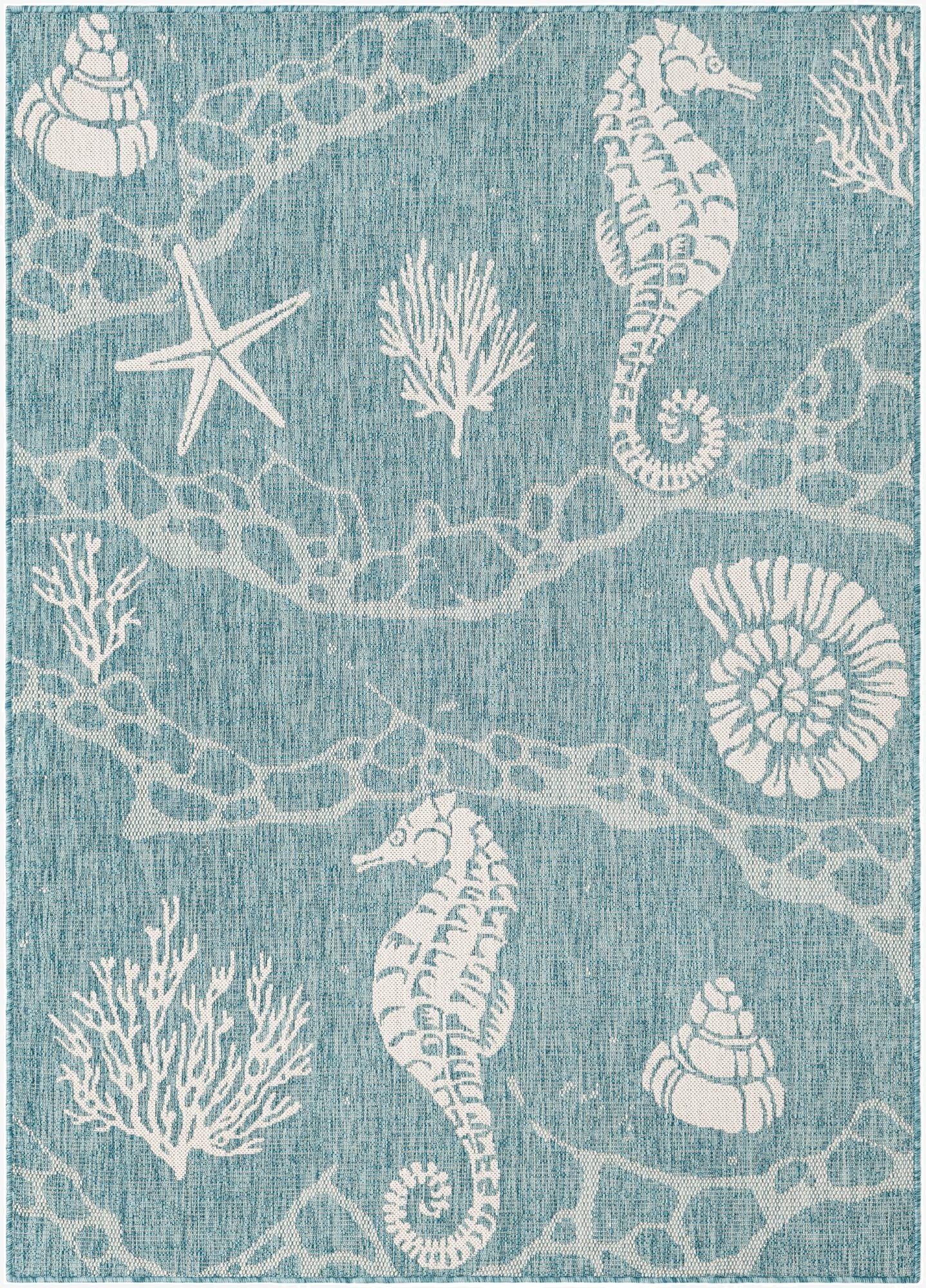 Primary image 5' 3 x 7'  Washable Coastal Indoor / Outdoor Rug
