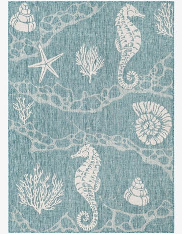 Aqua Easy-Clean Coastal Indoor / Outdoor Rug