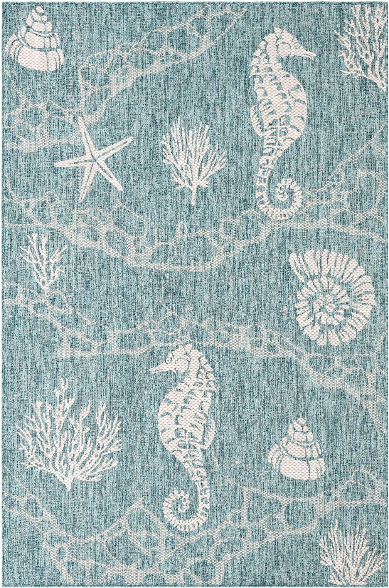 Primary image 6' x 9'  Washable Coastal Indoor / Outdoor Rug
