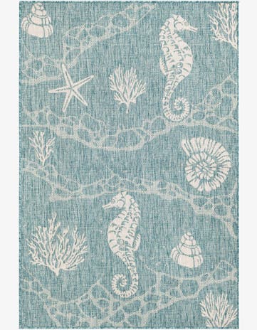 Aqua Easy-Clean Coastal Indoor / Outdoor Rug