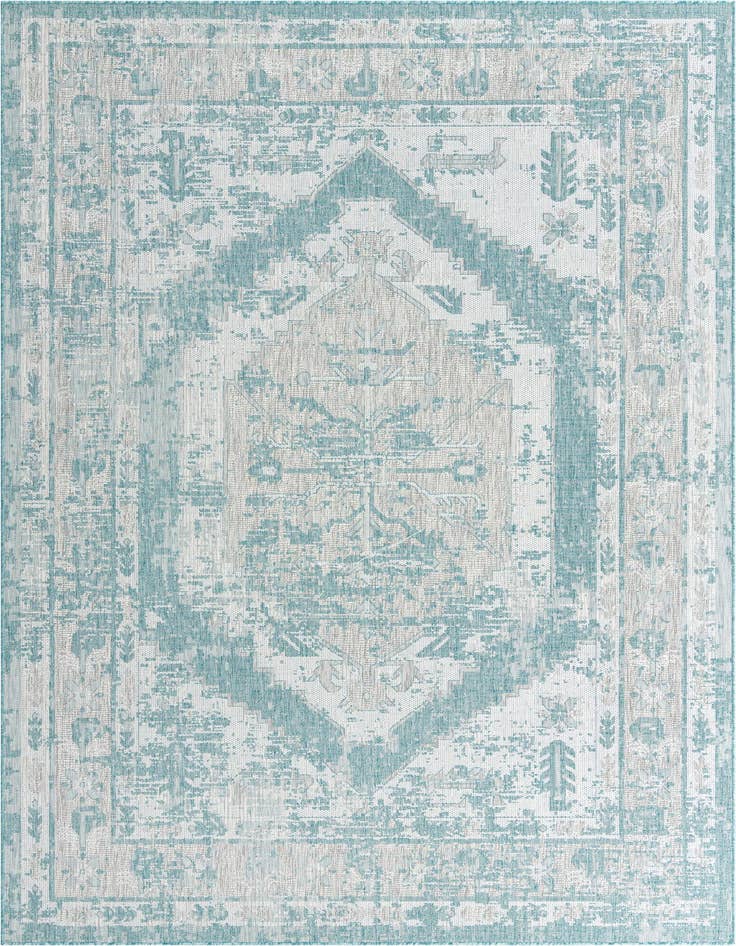 Detail image of 7' 10 x 11' Easy-Clean Traditional Indoor / Outdoor Rug