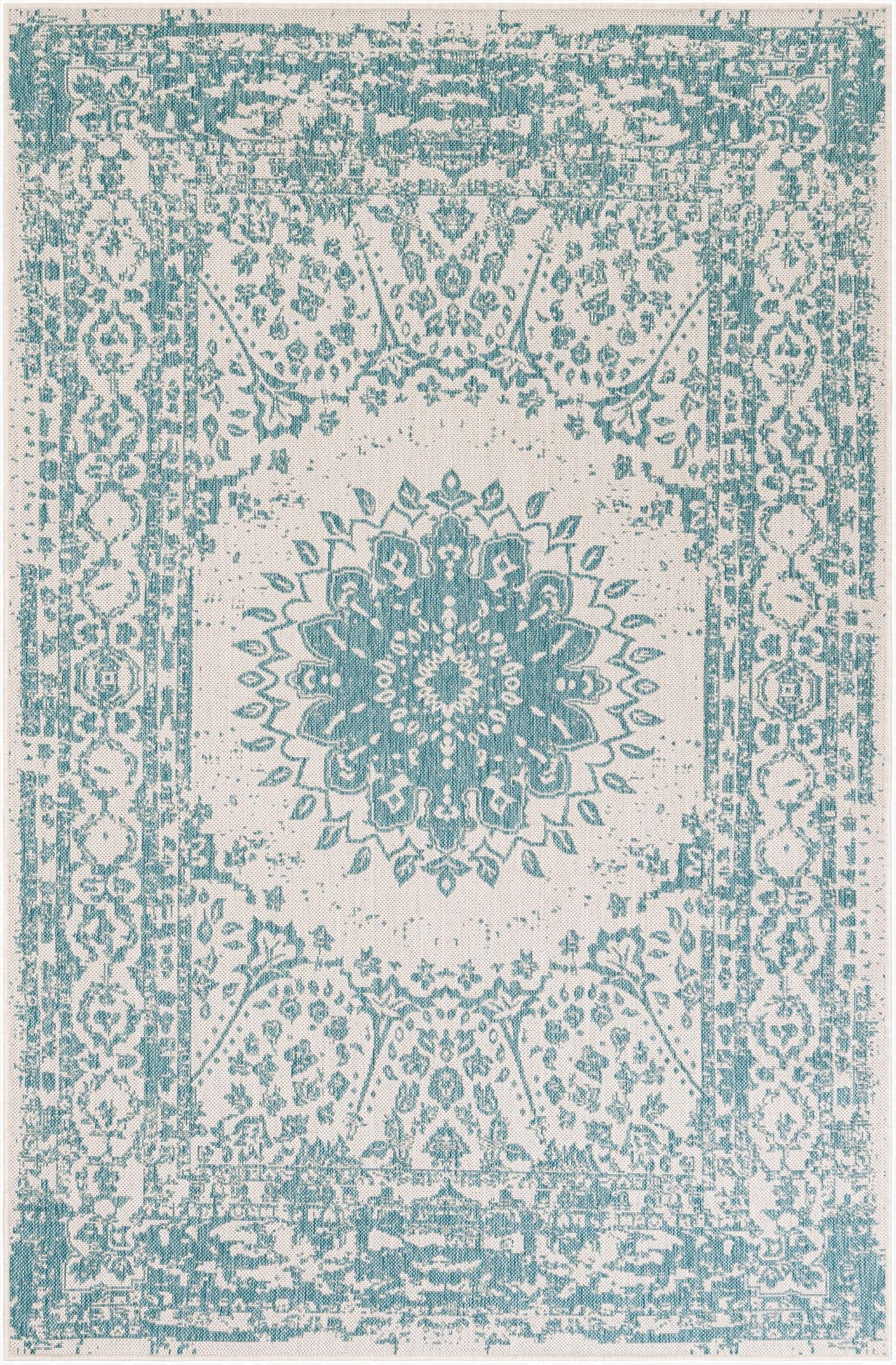 Primary image 5' 3 x 8'  Washable Traditional Indoor / Outdoor Rug