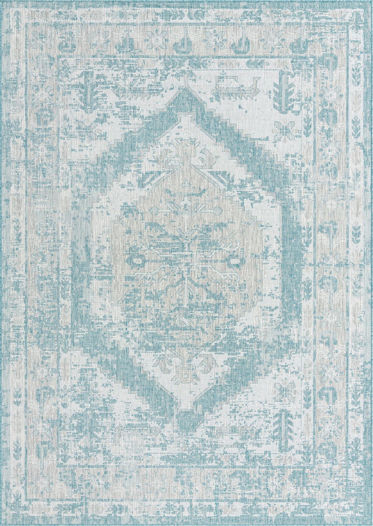 Primary image 7' x 10'  Washable Traditional Indoor / Outdoor Rug
