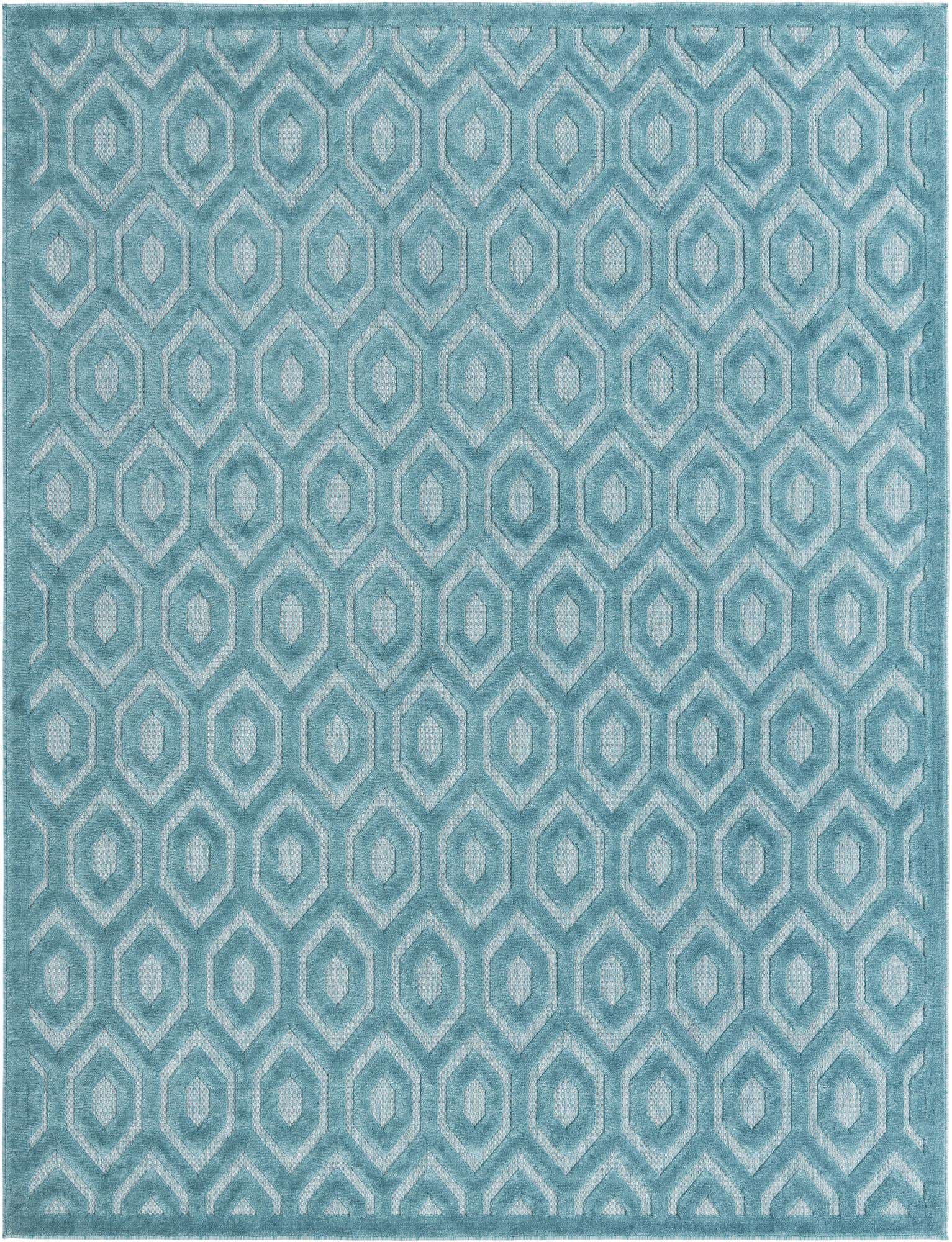 7' 10 x 10' Easy-Clean Trellis Textured Indoor / Outdoor Rug