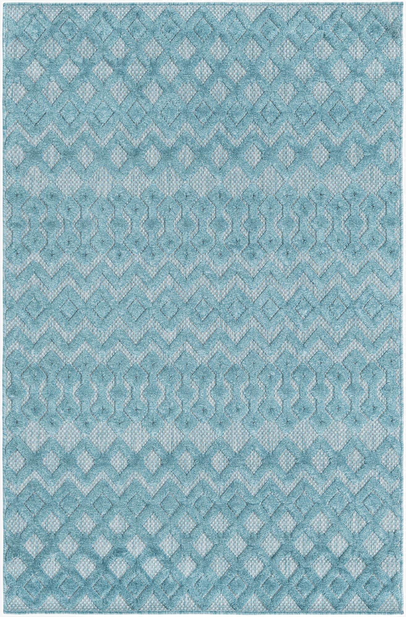 Primary image 4' x 6'  Washable Trellis Textured Indoor / Outdoor Rug