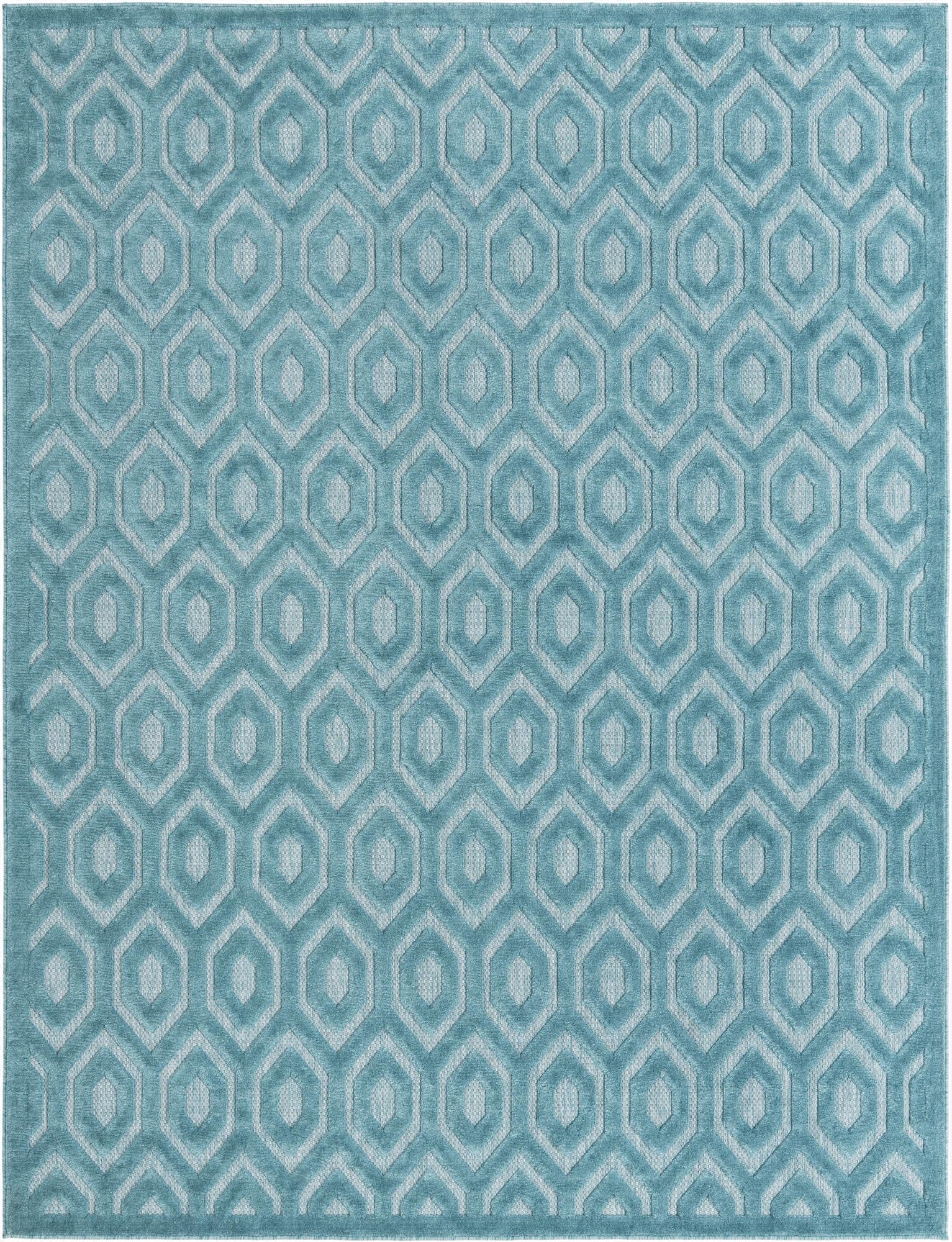 Primary image 7' 10 x 10'  Washable Trellis Textured Indoor / Outdoor Rug