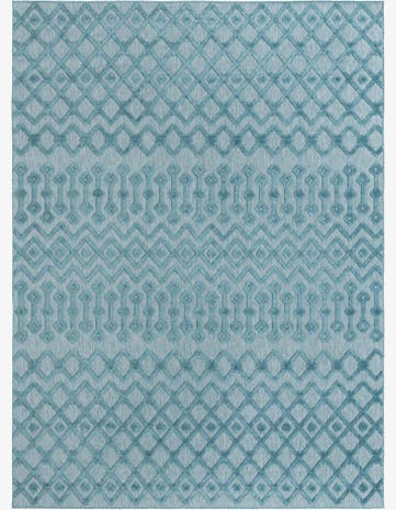 Aqua Easy-Clean Trellis Textured Indoor / Outdoor Rug