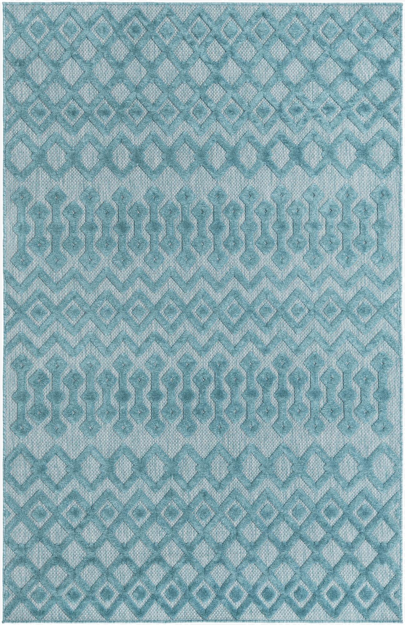 Primary image 5' 3 x 8'  Washable Trellis Textured Indoor / Outdoor Rug