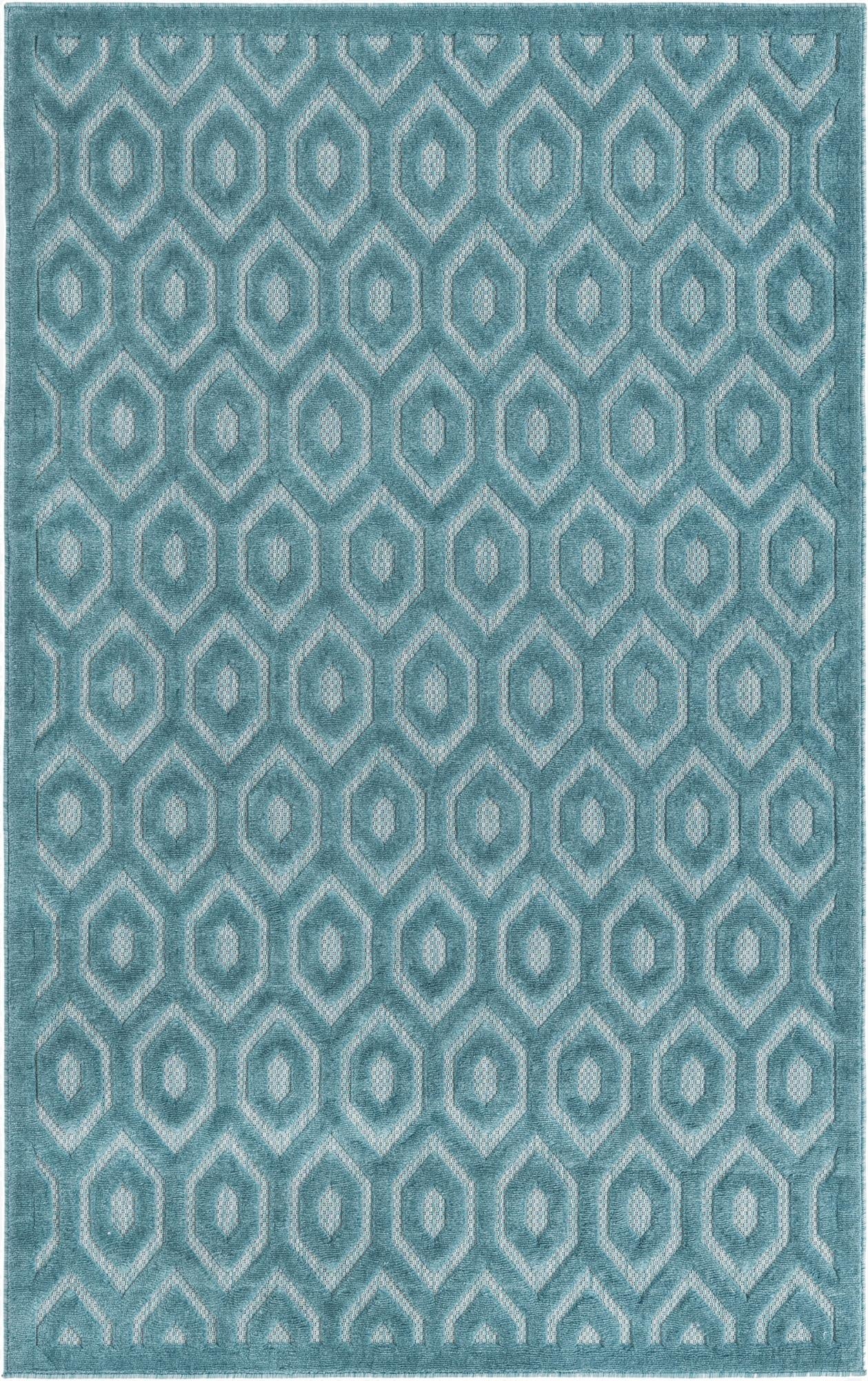 5' 3 x 8'  Washable Trellis Textured Indoor / Outdoor Rug