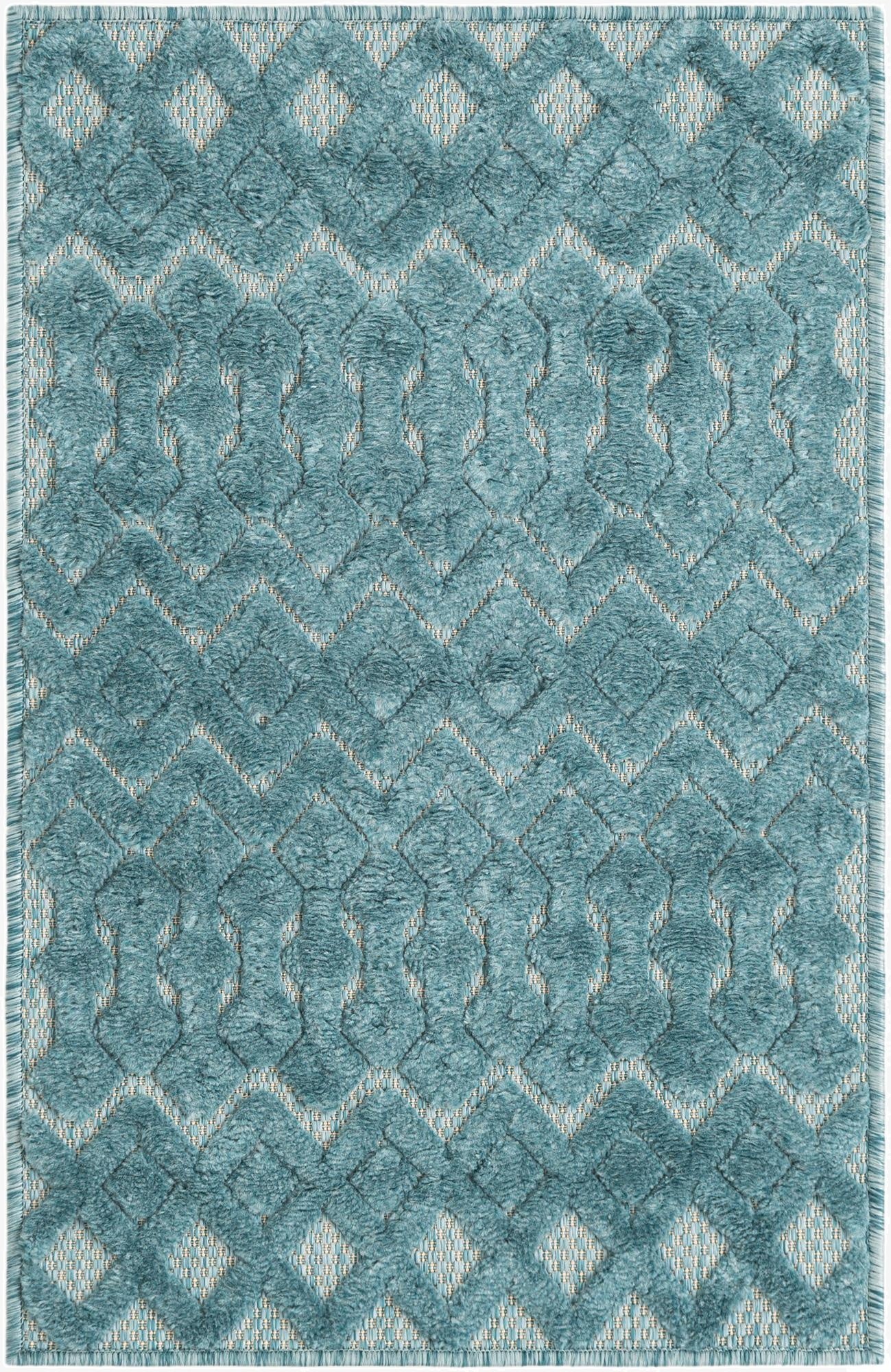 Primary image 2' x 3'  Washable Trellis Textured Indoor / Outdoor Rug