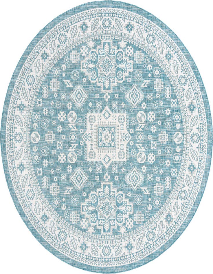 Detail image of 10' x 10' Easy-Clean Aztec Indoor / Outdoor Round Rug