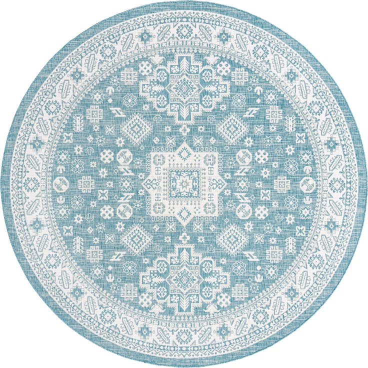 Detail image of 10' x 10' Easy-Clean Aztec Indoor / Outdoor Round Rug