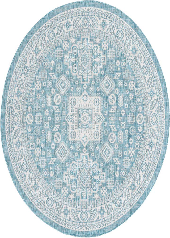 7' 10 x 7' 10 Easy-Clean Aztec Indoor / Outdoor Round Rug