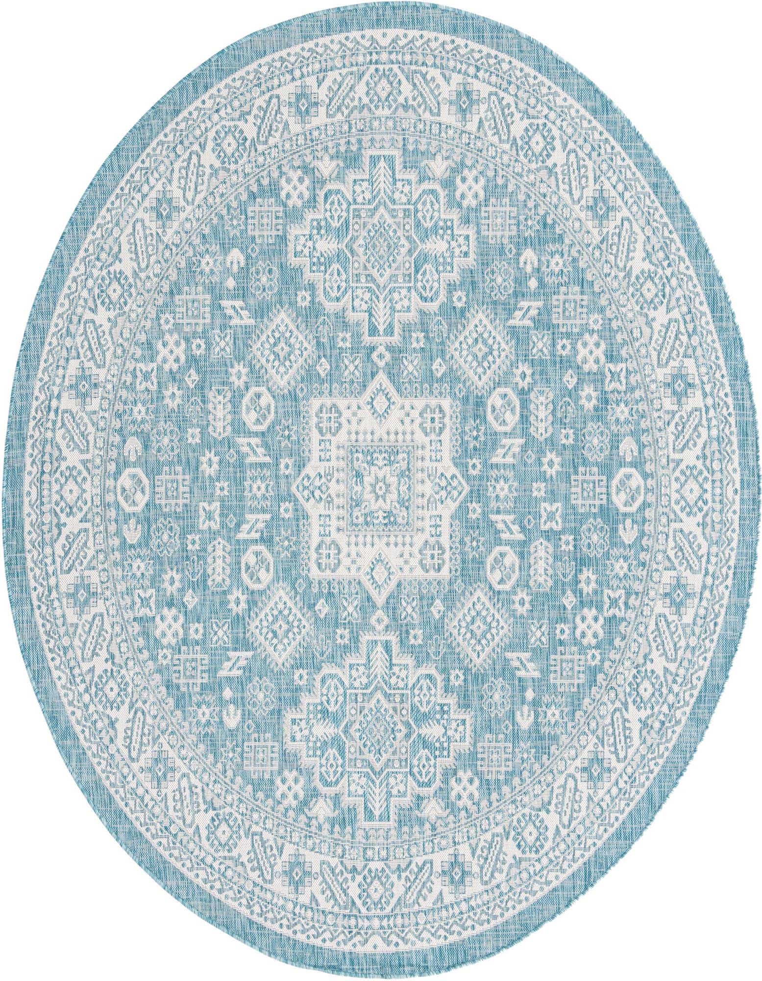 7' 10 x 7' 10 Easy-Clean Aztec Indoor / Outdoor Round Rug