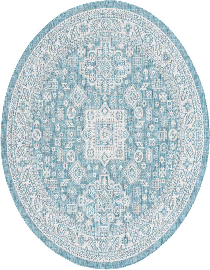 Detail image of 7' 10 x 7' 10 Easy-Clean Aztec Indoor / Outdoor Round Rug