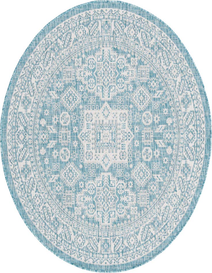 Detail image of 5' 3 x 5' 3 Easy-Clean Aztec Indoor / Outdoor Round Rug