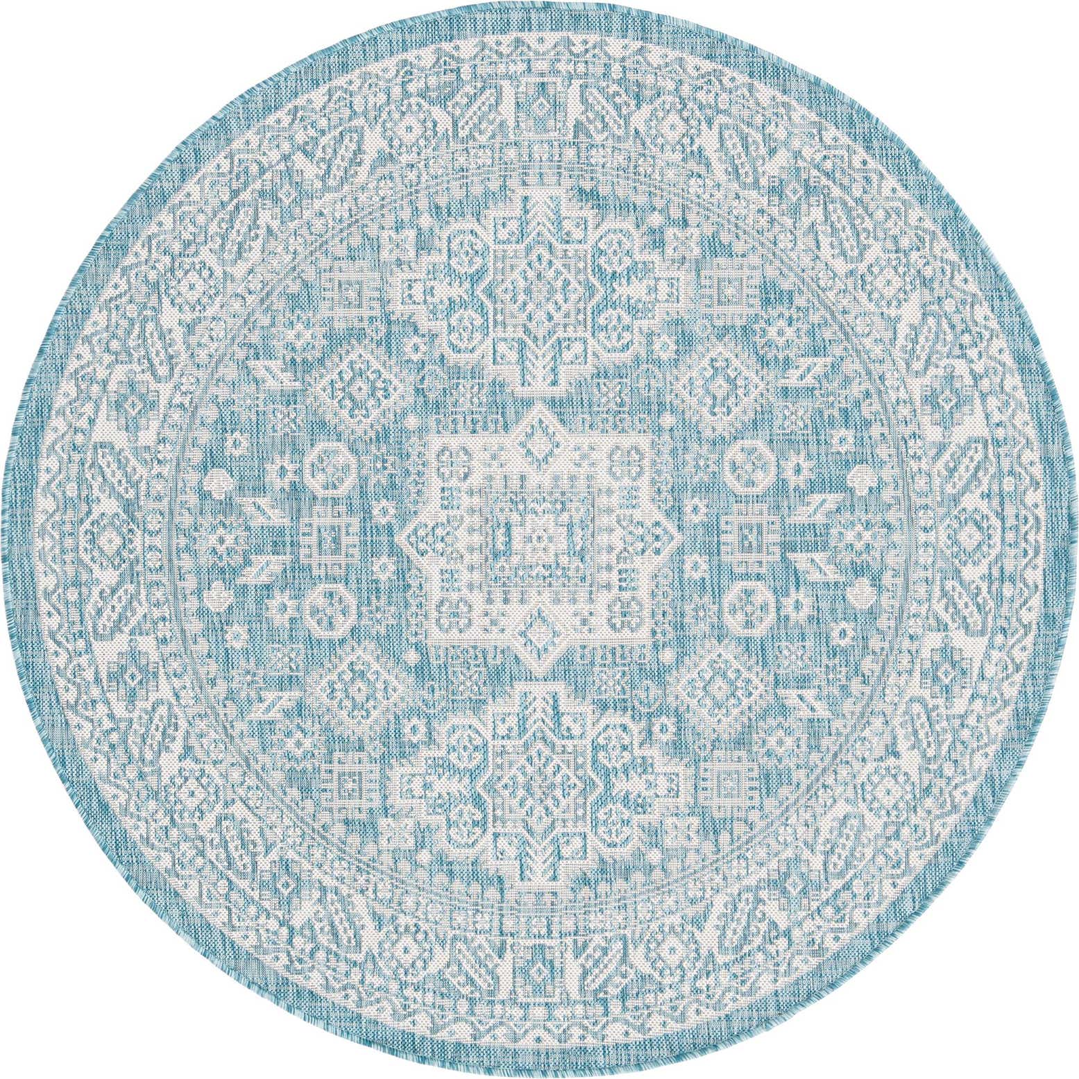 5' 3 x 5' 3 Easy-Clean Aztec Indoor / Outdoor Round Rug