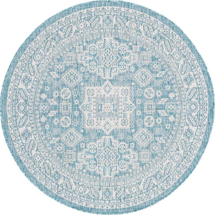 5' 3 x 5' 3 Easy-Clean Aztec Indoor / Outdoor Round Rug