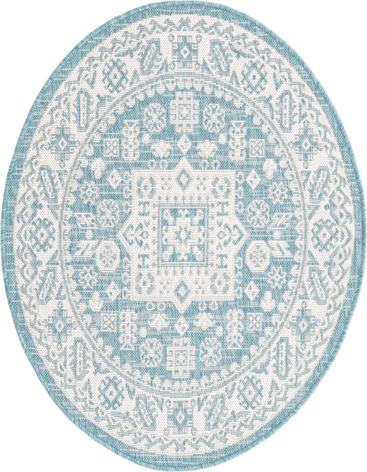 Detail image of 3' x 3' Easy-Clean Aztec Indoor / Outdoor Round Rug