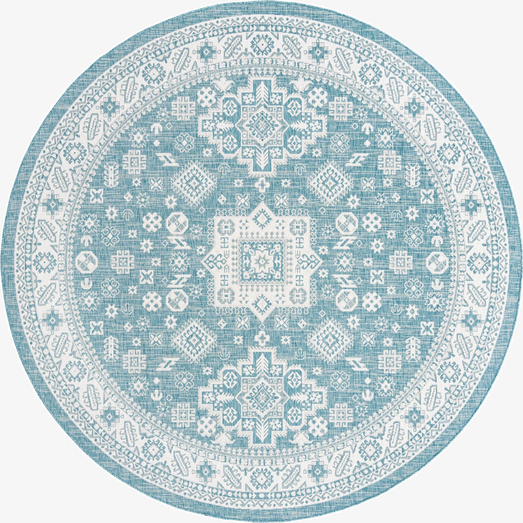 Primary image 10' x 10'  Washable Aztec Indoor / Outdoor Round Rug