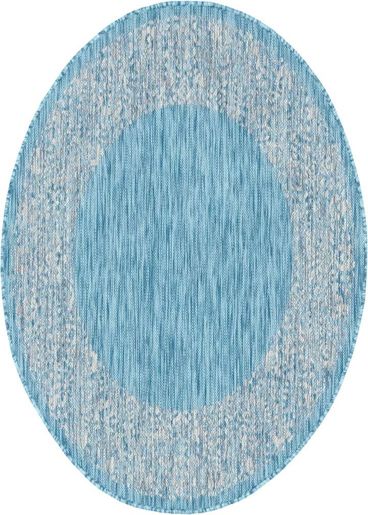 4' x 4' Easy-Clean Border Indoor / Outdoor Round Rug