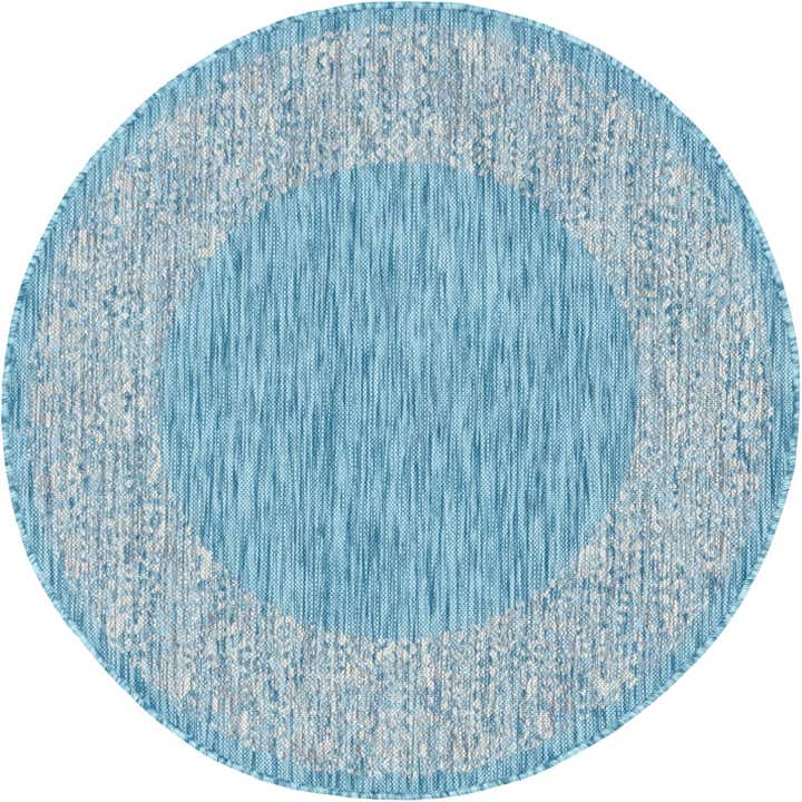 4' x 4' Easy-Clean Border Indoor / Outdoor Round Rug