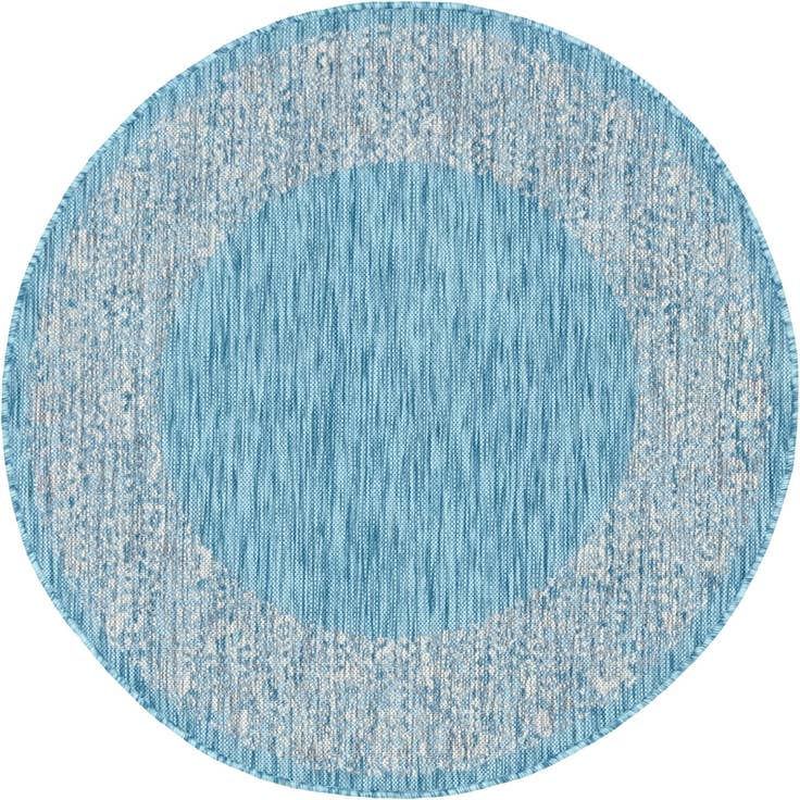 Detail image of 4' x 4' Easy-Clean Border Indoor / Outdoor Round Rug