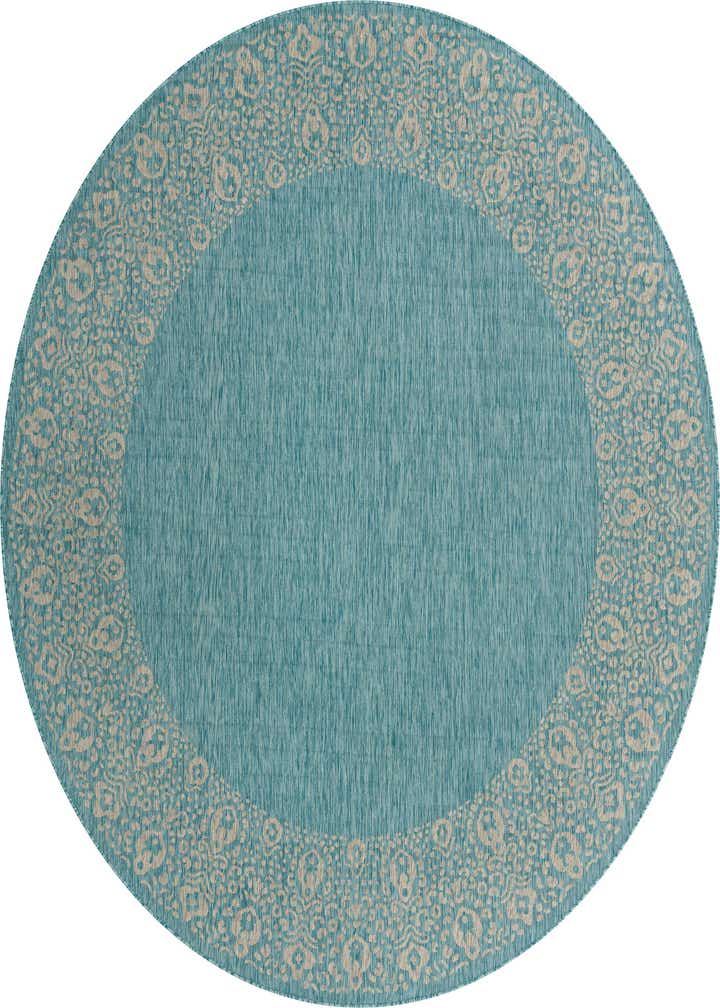 10' 8 x 10' 8 Easy-Clean Border Indoor / Outdoor Round Rug