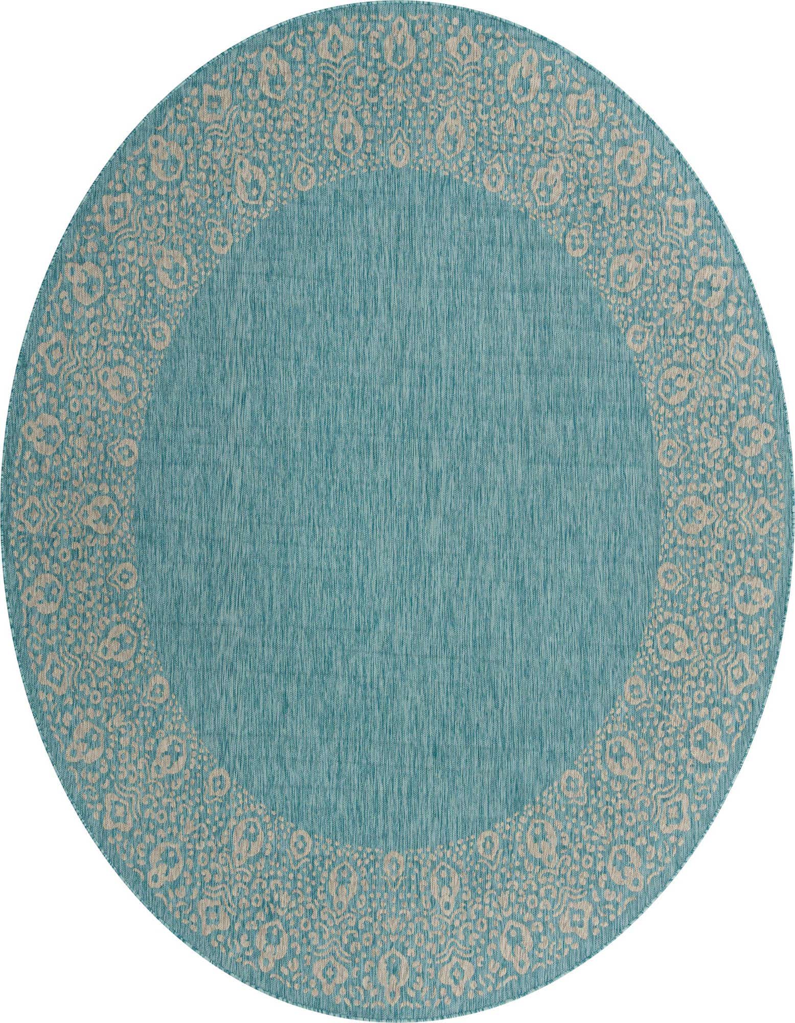 10' 8 x 10' 8 Easy-Clean Border Indoor / Outdoor Round Rug