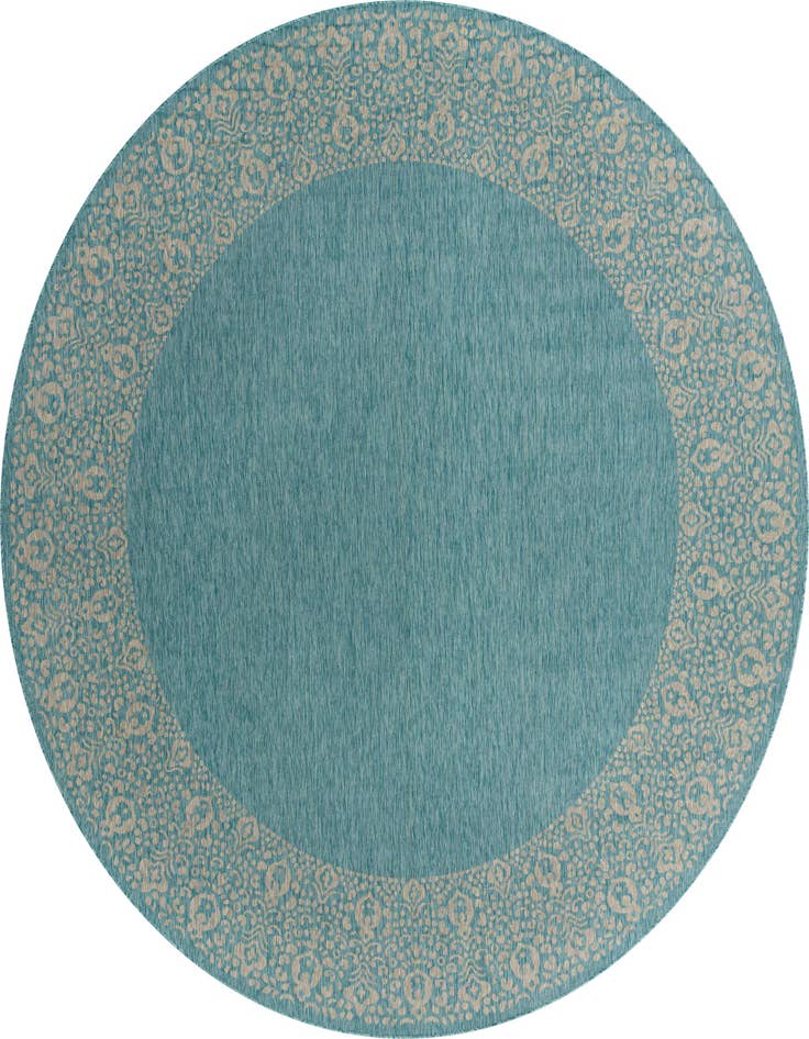 Detail image of 13' x 13' Easy-Clean Border Indoor / Outdoor Round Rug