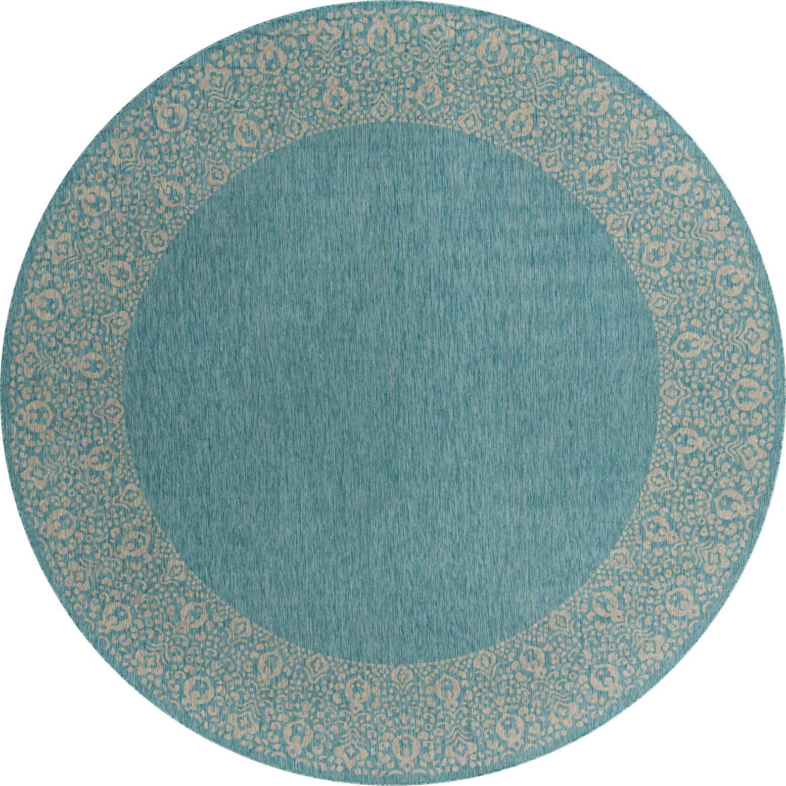 13' x 13' Easy-Clean Border Indoor / Outdoor Round Rug