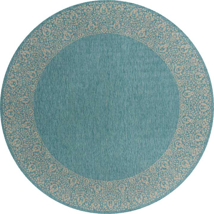13' x 13' Easy-Clean Border Indoor / Outdoor Round Rug