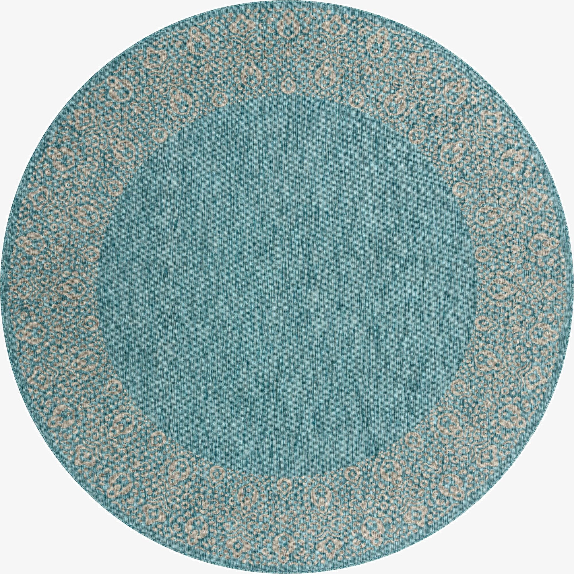 10' 8 x 10' 8  Washable Border Indoor / Outdoor Round Rug