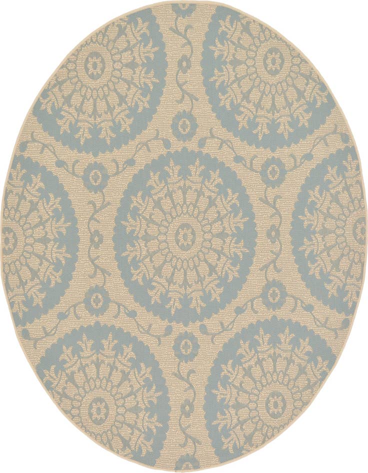 Detail image of 6' x 6' Easy-Clean Botanical Indoor / Outdoor Round Rug