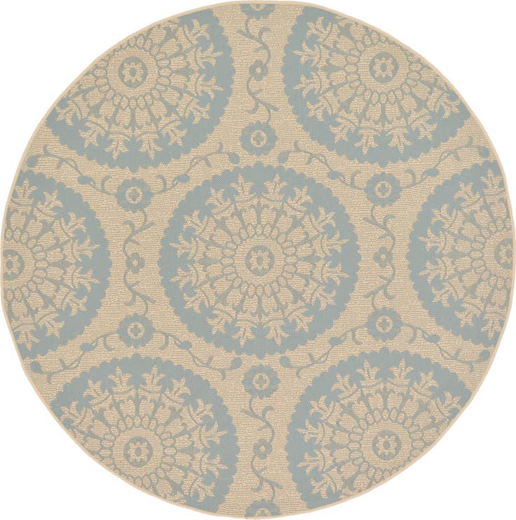 Detail image of 6' x 6' Easy-Clean Botanical Indoor / Outdoor Round Rug