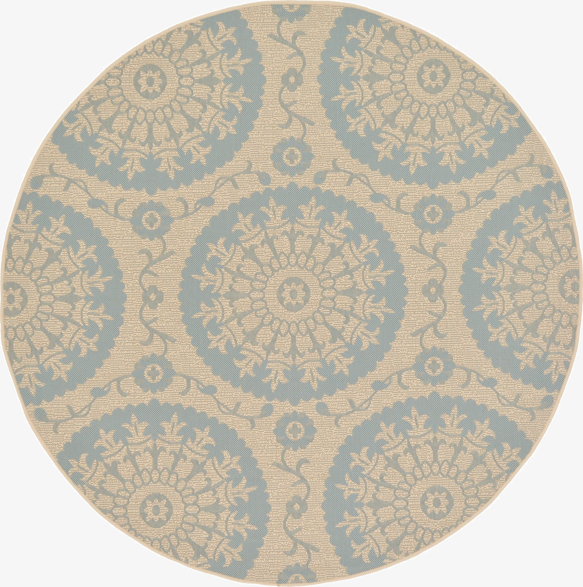 185cm x 185cm  Washable Botanical Indoor / Outdoor Round Alfombra