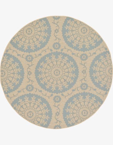 Aqua Easy-Clean Botanical Indoor / Outdoor Round Rug