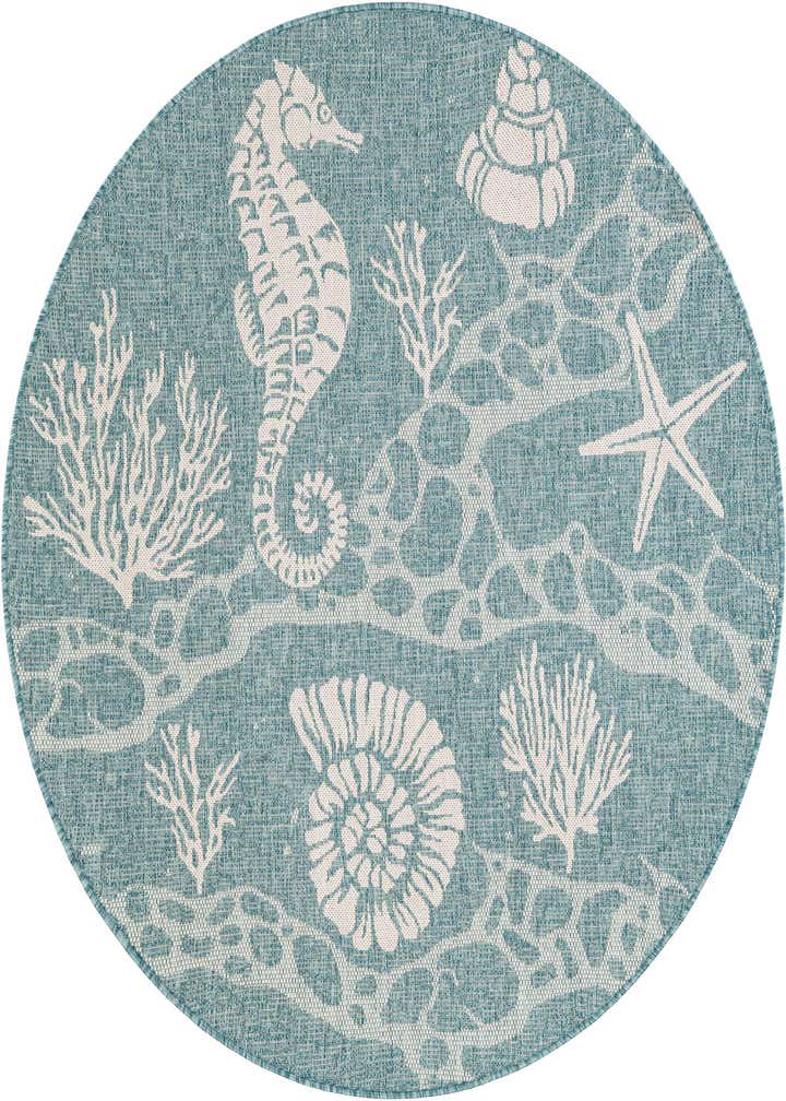 5' 3 x 5' 3 Easy-Clean Coastal Indoor / Outdoor Round Rug