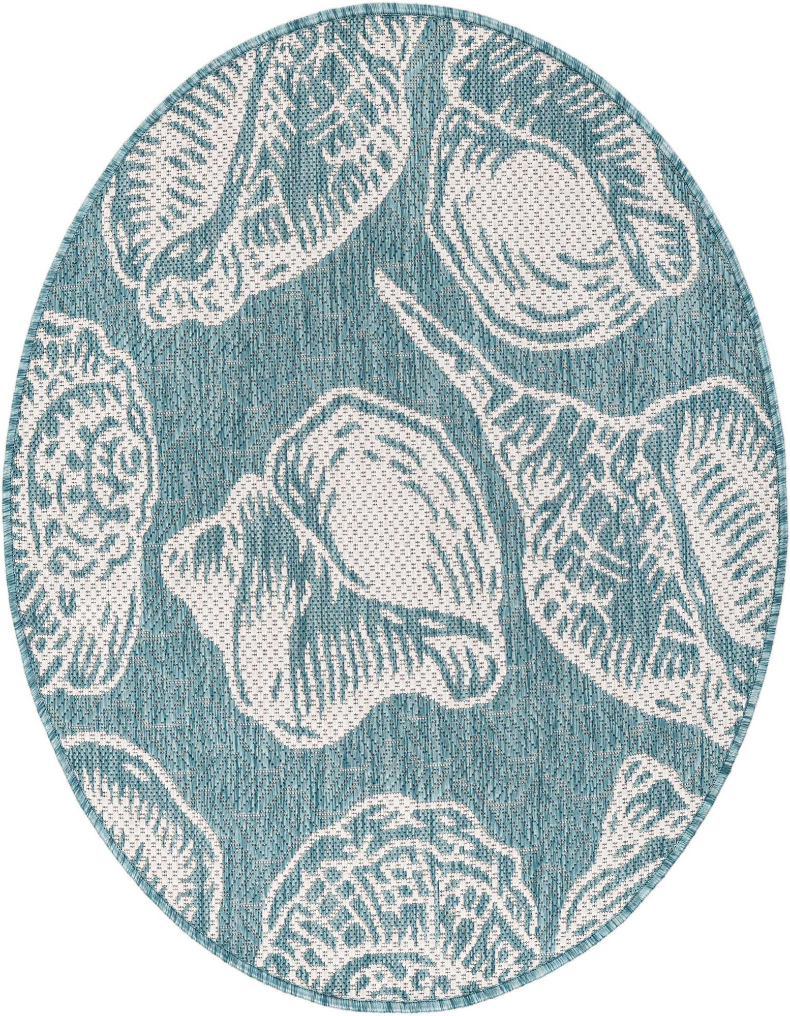 3' x 3' Easy-Clean Coastal Indoor / Outdoor Round Rug