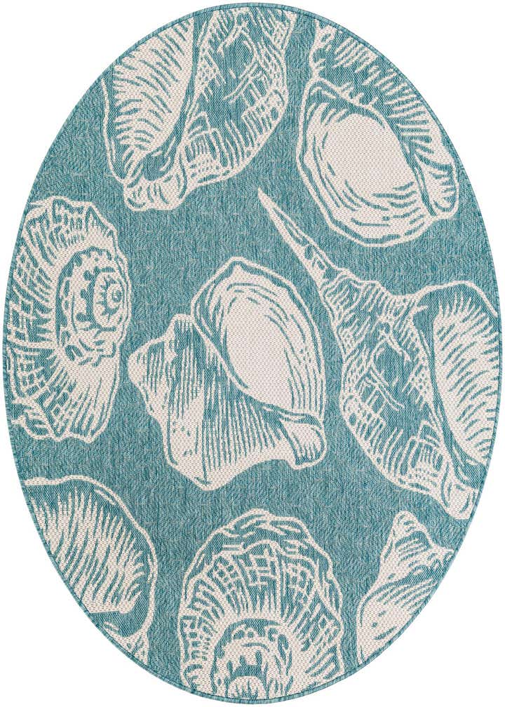 5' 3 x 5' 3 Easy-Clean Coastal Indoor / Outdoor Round Rug
