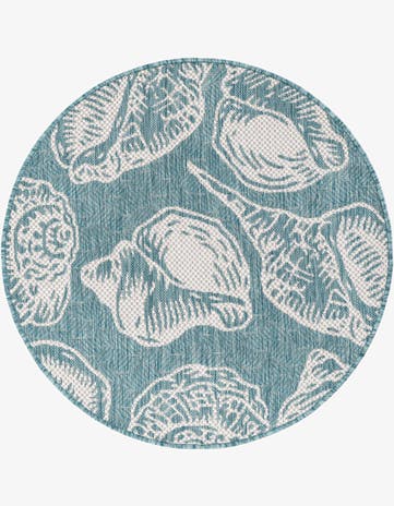 3' x 3' Easy-Clean Coastal Indoor / Outdoor Round Rug
