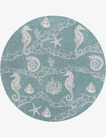 10' x 10' Easy-Clean Coastal Indoor / Outdoor Round Rug