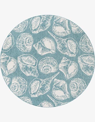 10' x 10' Easy-Clean Coastal Indoor / Outdoor Round Rug