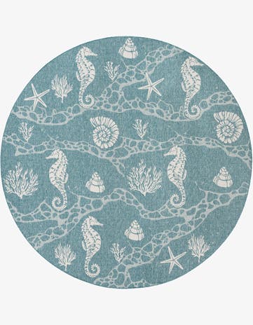 12' x 12' Easy-Clean Coastal Indoor / Outdoor Round Rug