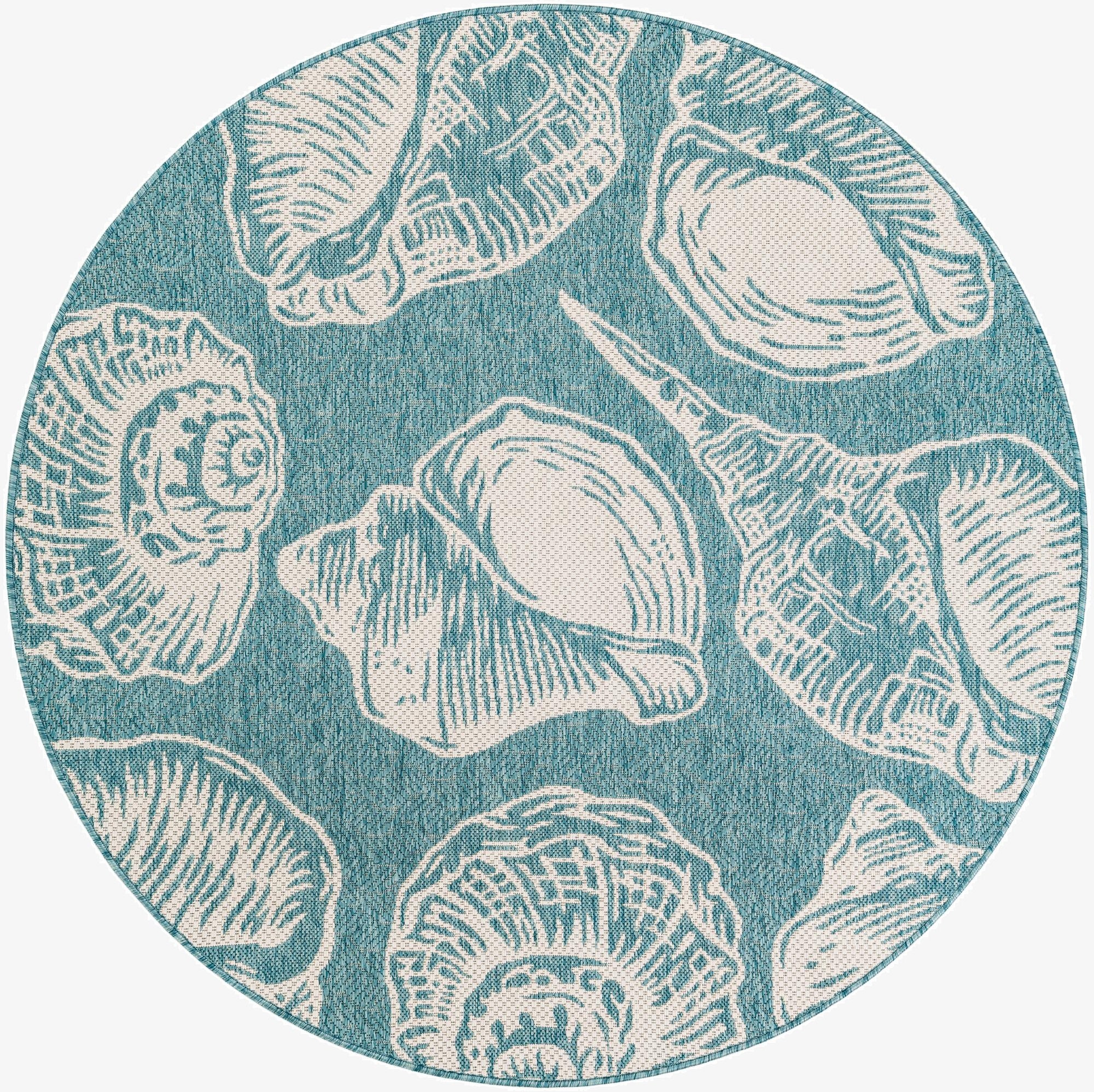 5' 3 x 5' 3  Washable Coastal Indoor / Outdoor Round Rug