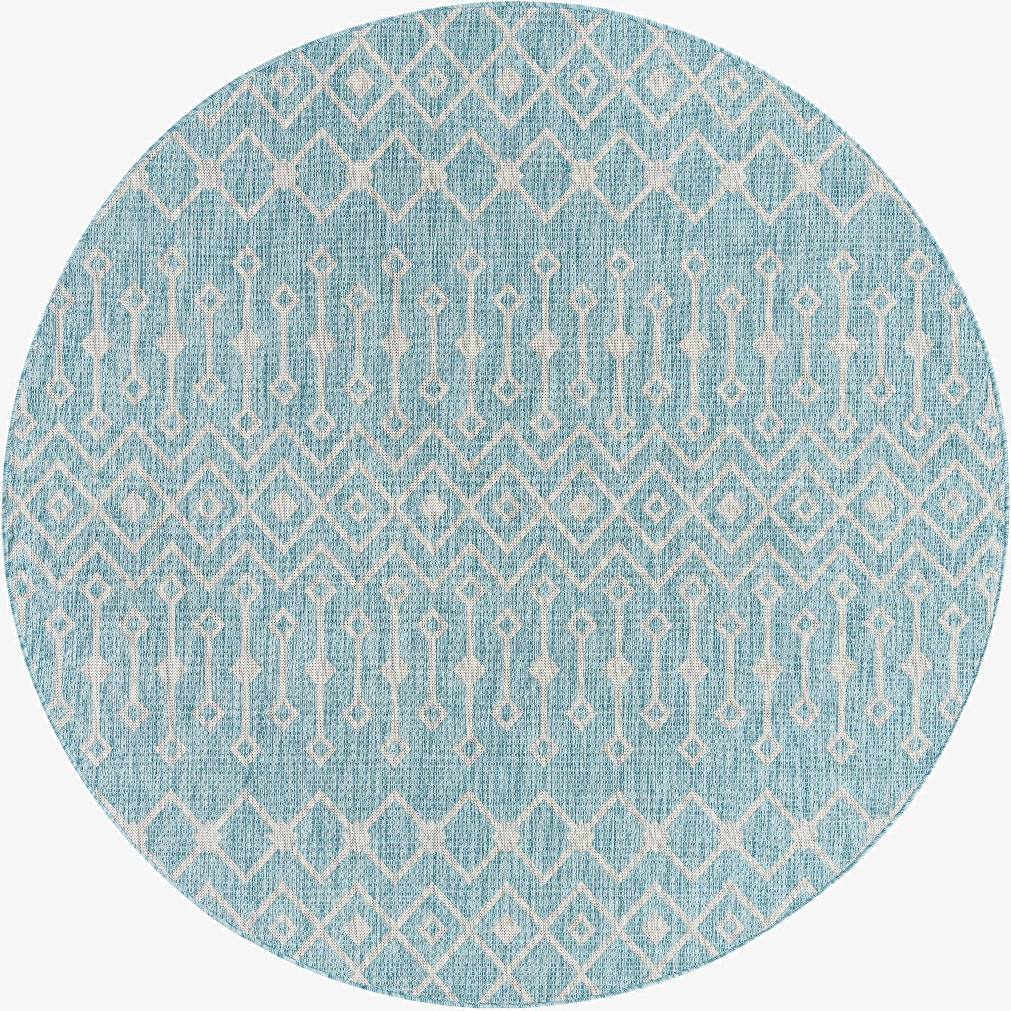 7' 10 x 7' 10 Washable Lattice Indoor / Outdoor Round Rug