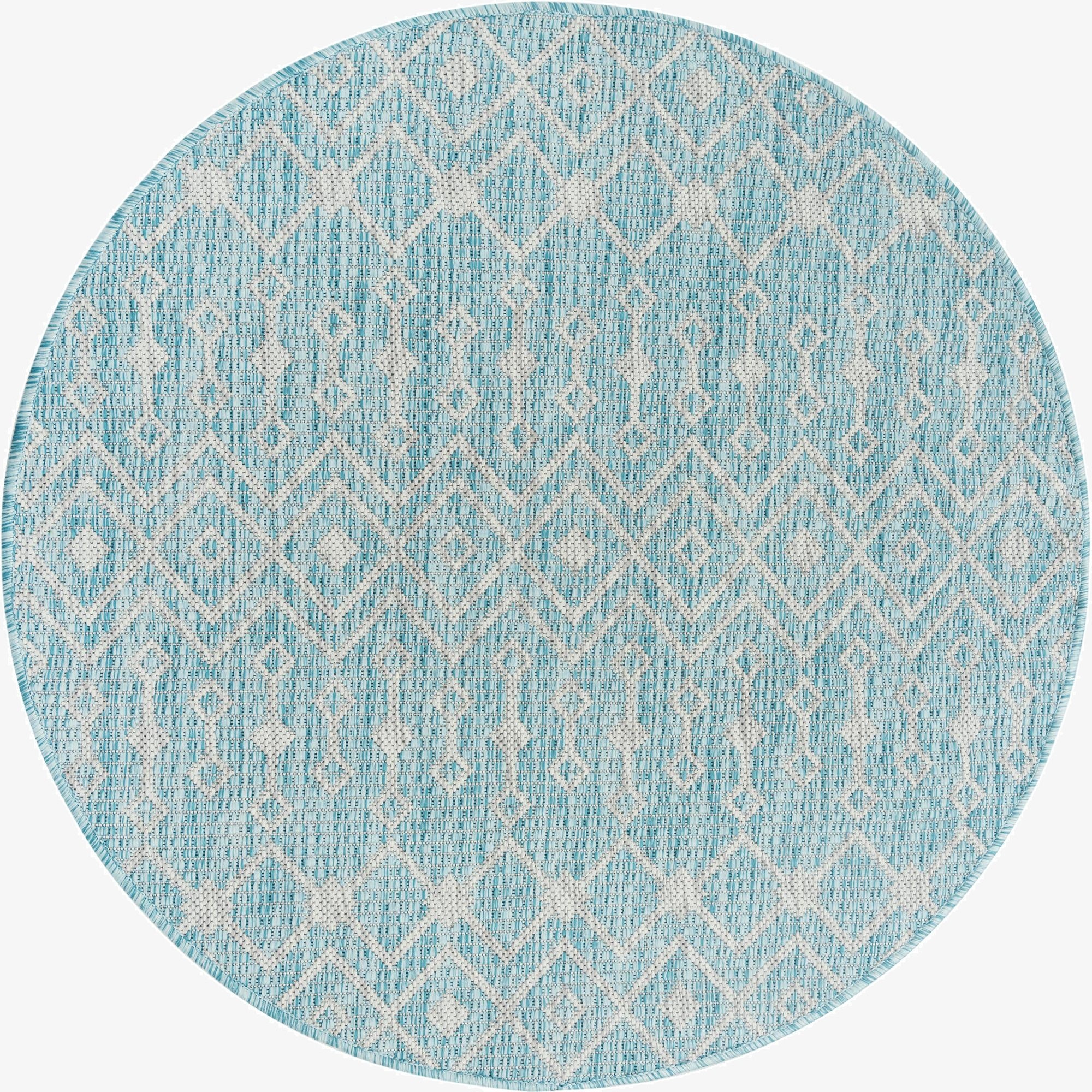 3' x 3' Washable Lattice Indoor / Outdoor Round Rug