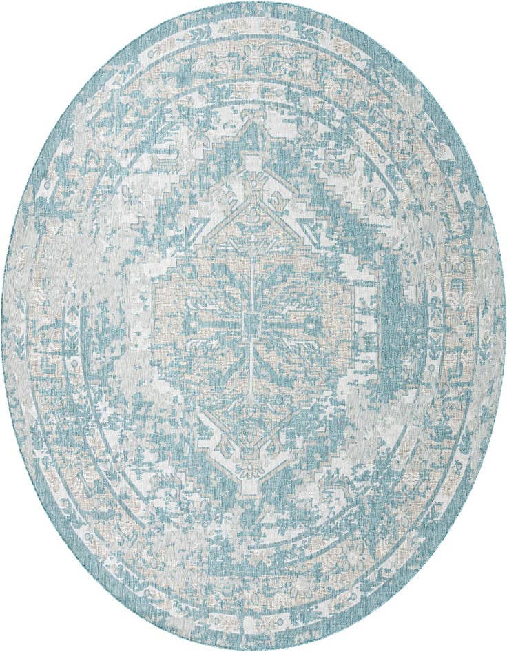 Detail image of 10' x 10' Easy-Clean Traditional Indoor / Outdoor Round Rug