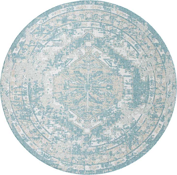 10' x 10' Easy-Clean Traditional Indoor / Outdoor Round Rug