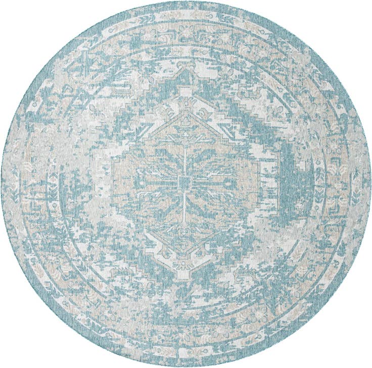 Detail image of 10' x 10' Easy-Clean Traditional Indoor / Outdoor Round Rug